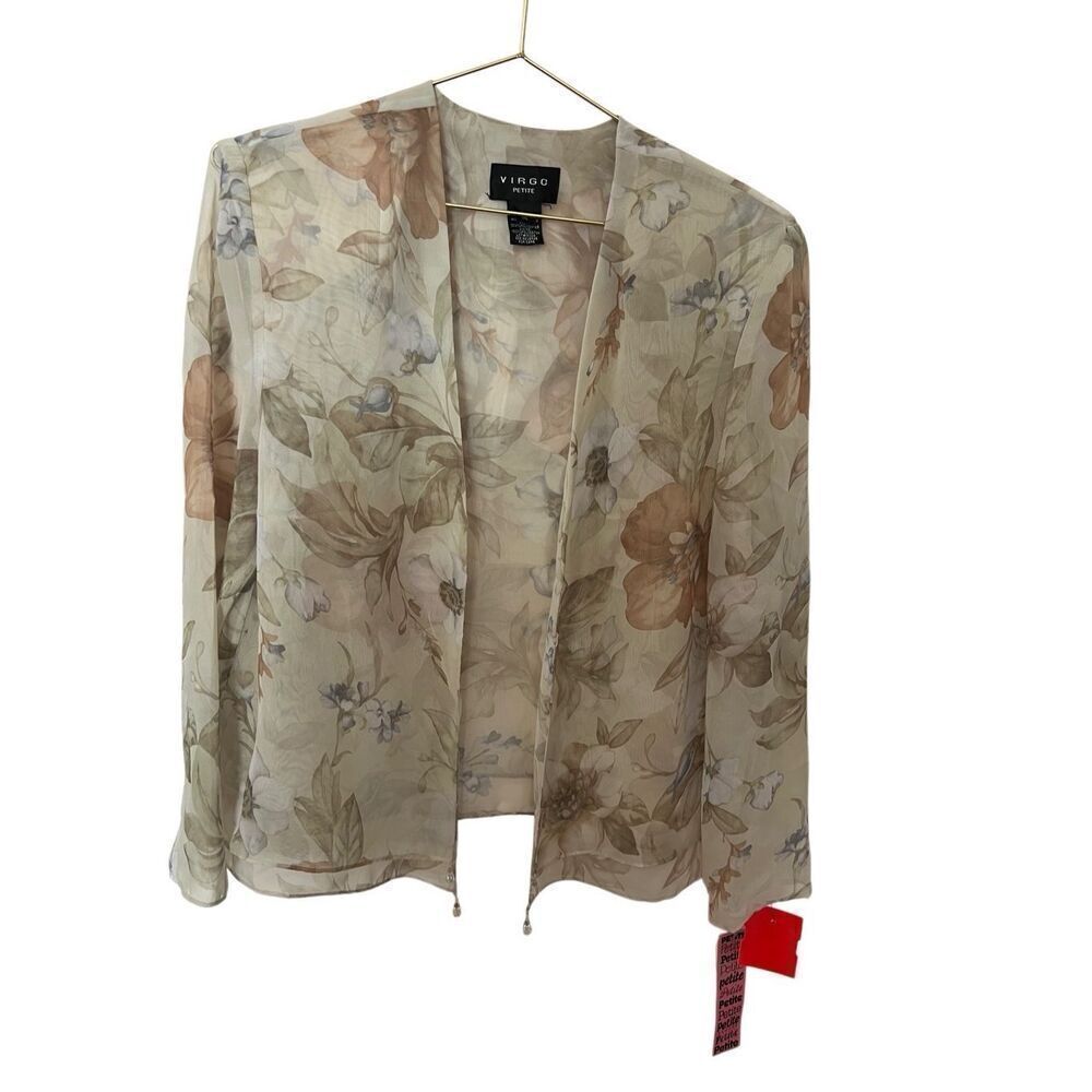 NWT Virgo Petite Sz 14 floral sheer cardi jacket